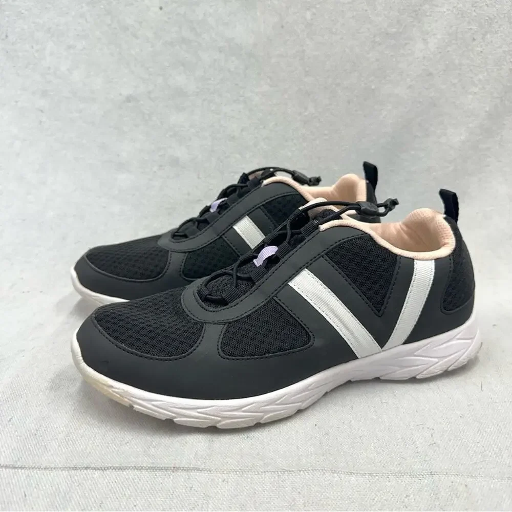 Vionic‎ Maren elastic lace toggle closure comfort walking sneaker black size 9.5